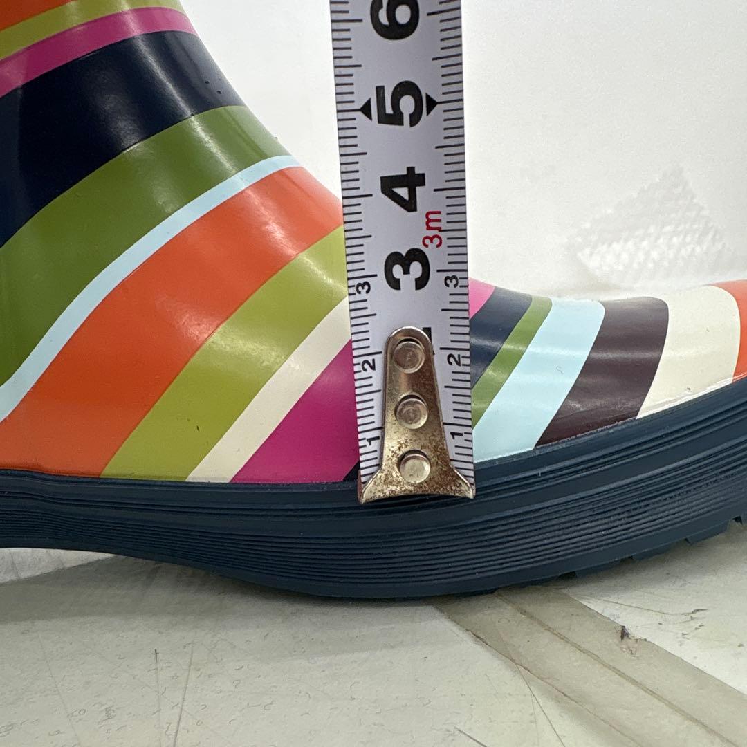 COACH コーチ ストライプ レインブーツ 長靴 未使用品 マルチカラー