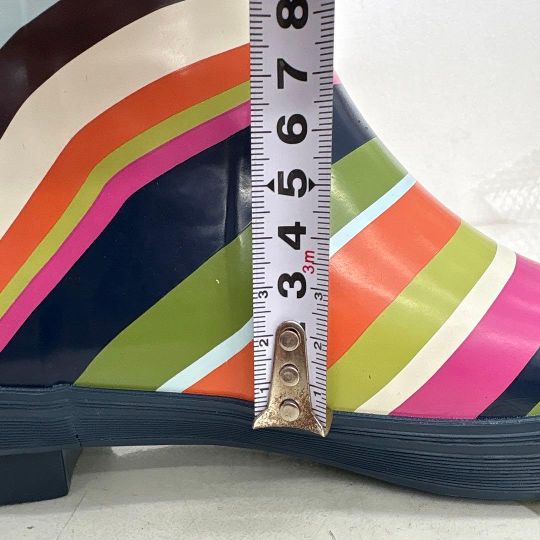 COACH コーチ ストライプ レインブーツ 長靴 未使用品 マルチカラー