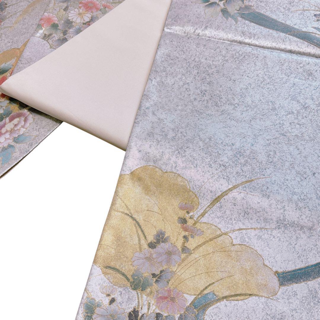 A 182袋帯 六通柄 箔　螺鈿 花草　美品 正絹 着物