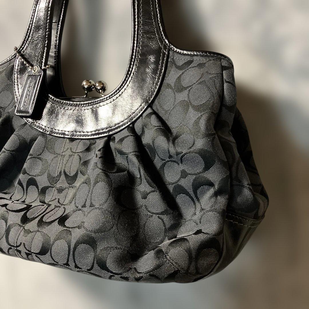 COACH コーチ シグネチャー ワンショルダーバッグ がま口 ブラック