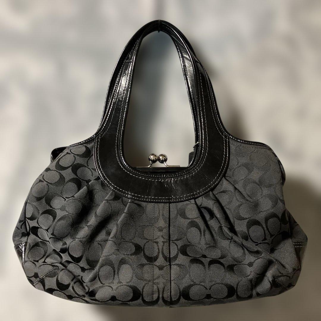 COACH コーチ シグネチャー ワンショルダーバッグ がま口 ブラック