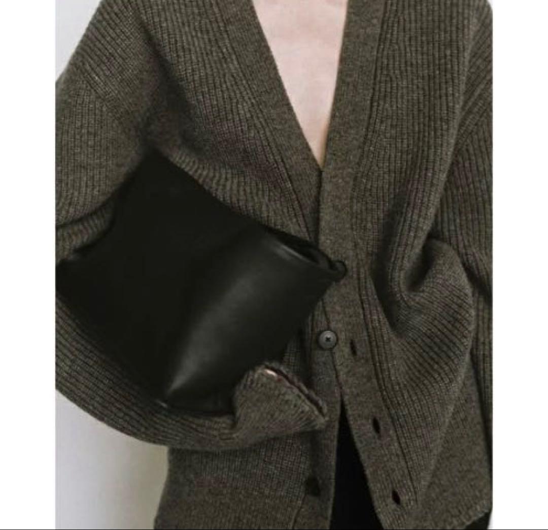 todayful Wool Ribknit Cardigan グレージュ