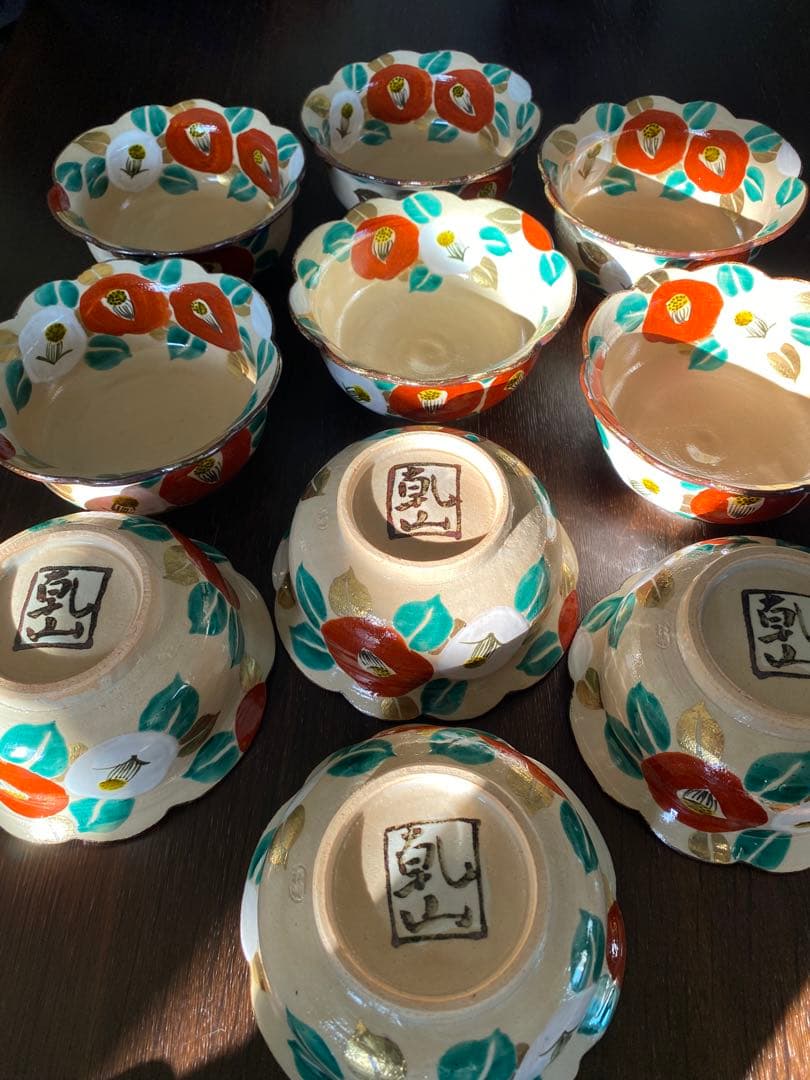 乾山写　京焼　椿向付10客 新品未使用