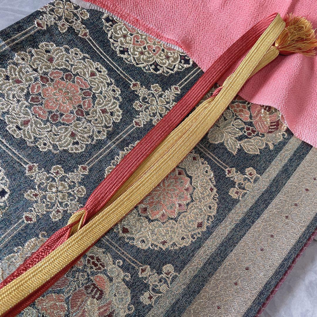 訪問着+長襦袢　フルセット　桜　相良刺繍　絞り　亀甲紋様　入学式　卒業式　Q5