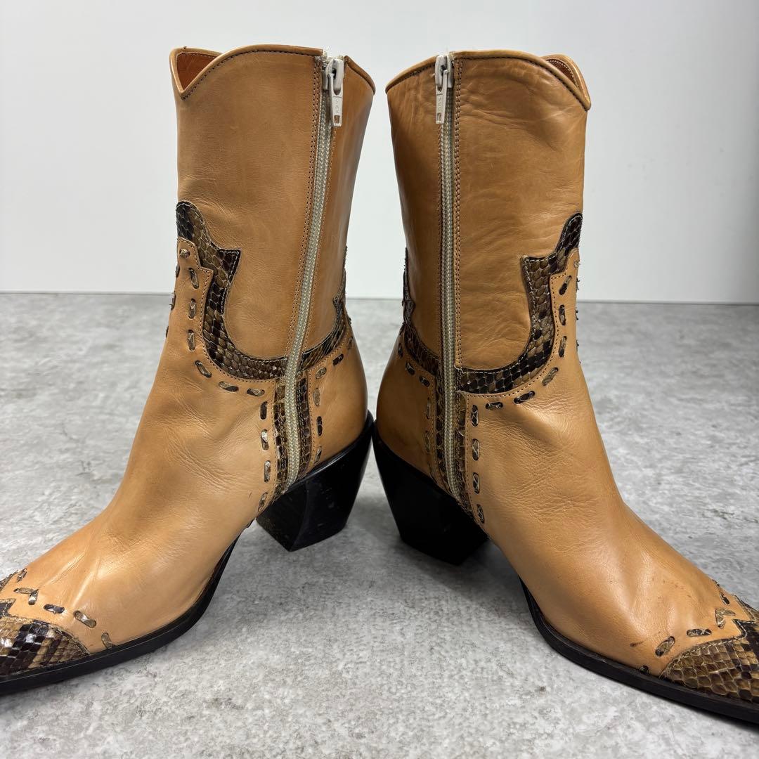 サルトル SARTORE レザー ウエスタンブーツ イタリア製 蛇柄 37