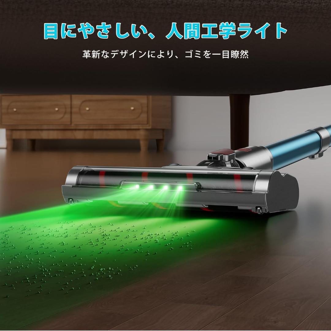 掃除機 コードレス 強力吸引 自立式ブラシ ダニ除去ブラシ付き 60分連続稼働