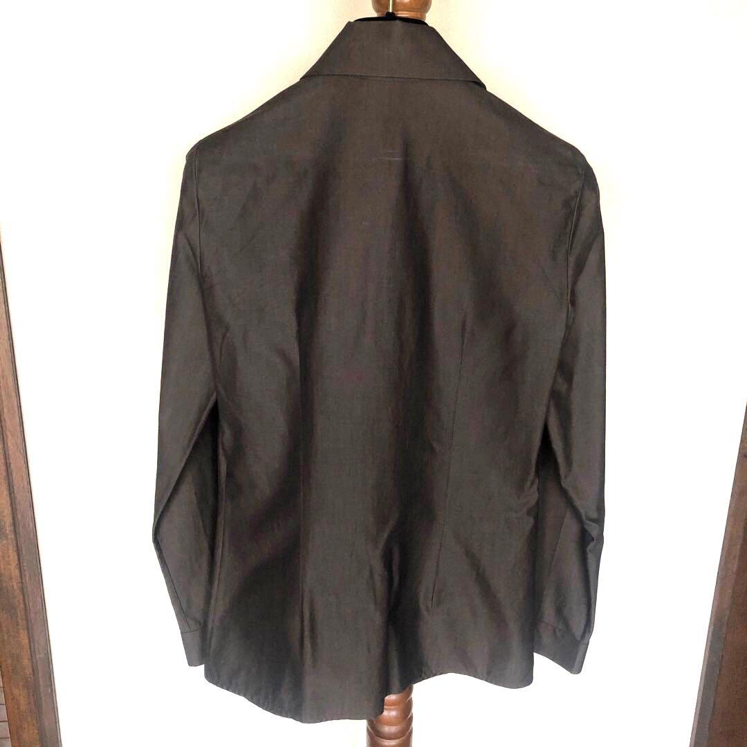 CELINE長袖ブラウス　セリーヌCマカダム刺繍　光沢　艶感　コットン100%