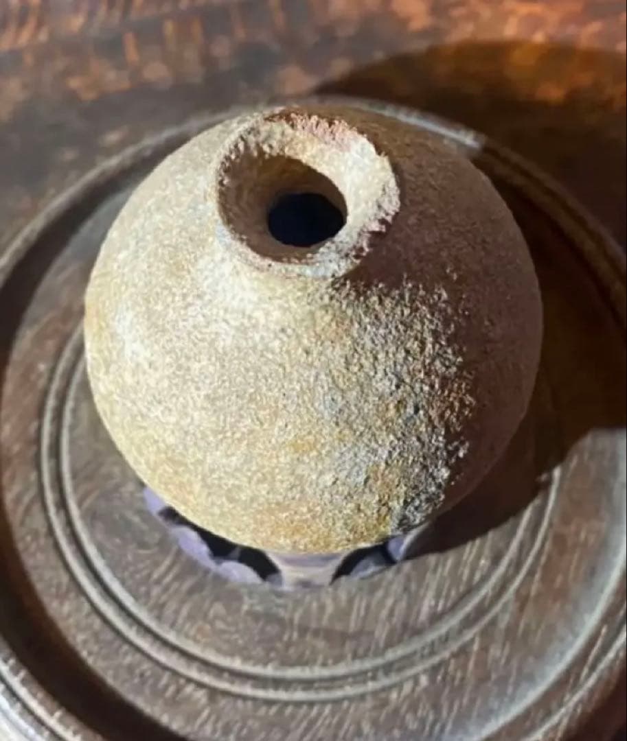 アンティーク　美品ブルナイ　小花器　極小唐木台座　３種・３点セット レア