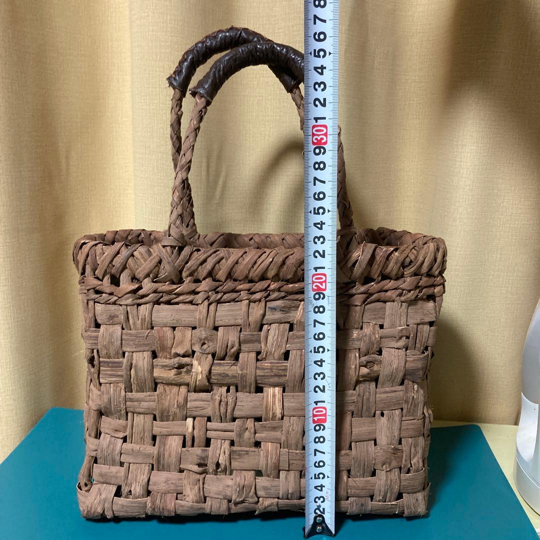 山葡萄カゴバッグ（国産） 持ち手革カバー付き　内布付き　 手作り