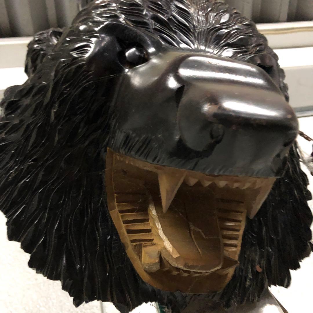 クマの顔 木製彫刻 インテリア