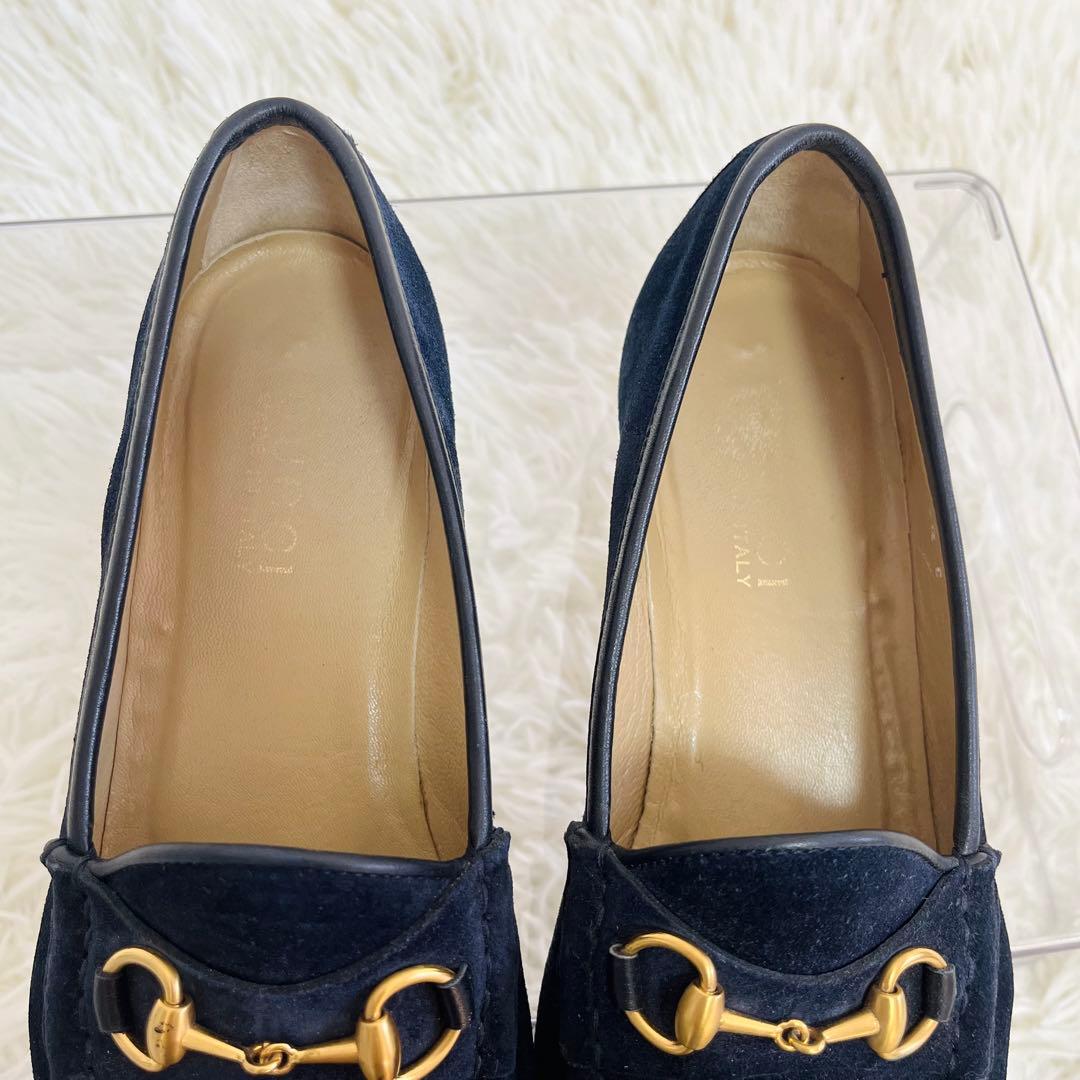 美品✨GUCCI ホースビット　ローファー　24.5 ネイビー　スエード　箱あり