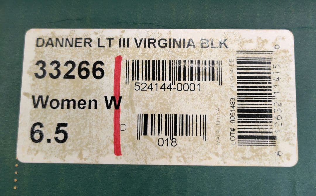 【一度のみ使用】Danner ダナーライトⅢ ヴァージニア US6.5W
