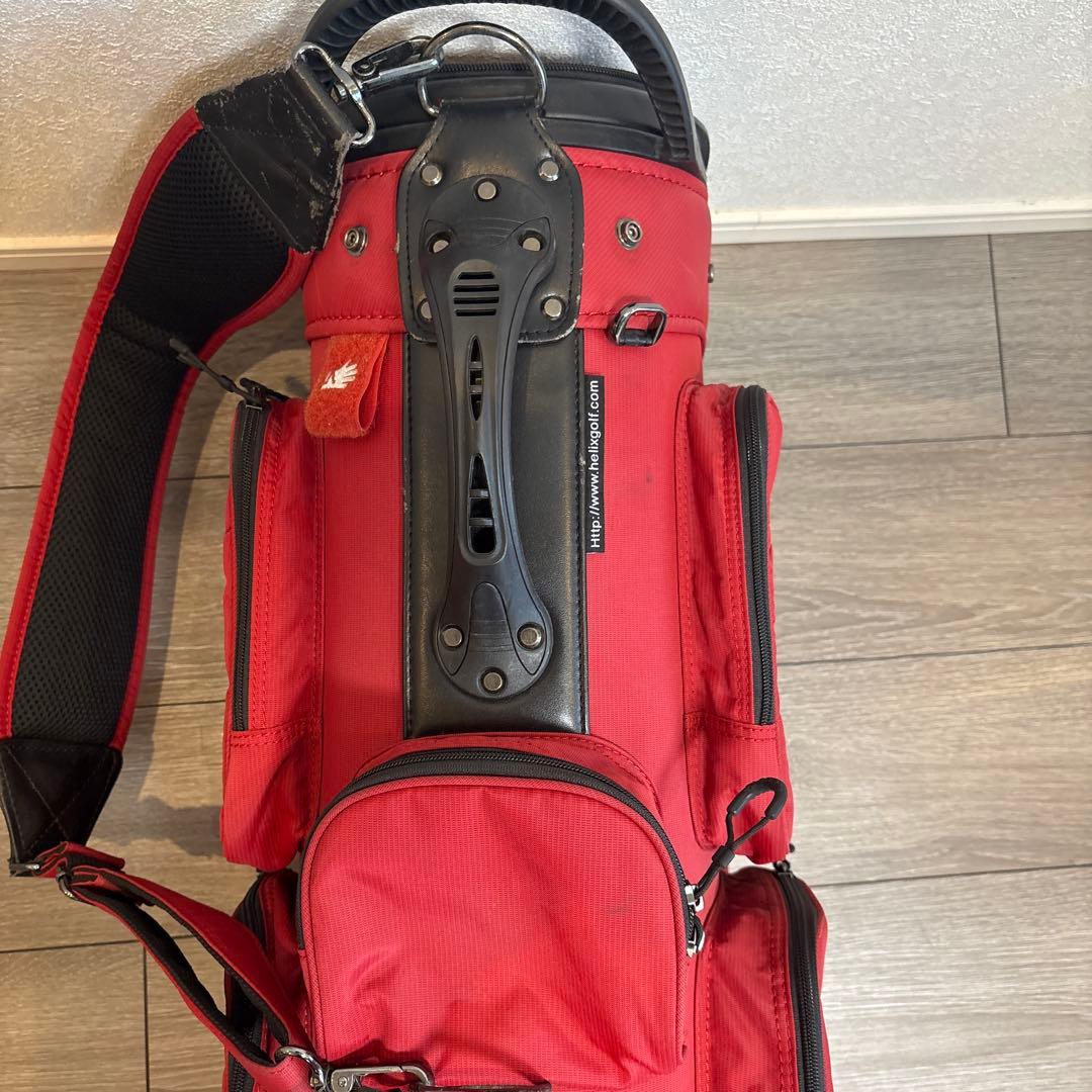 【USED】HELIX キャディバッグ レッド キャスター付き ゴルフバッグ