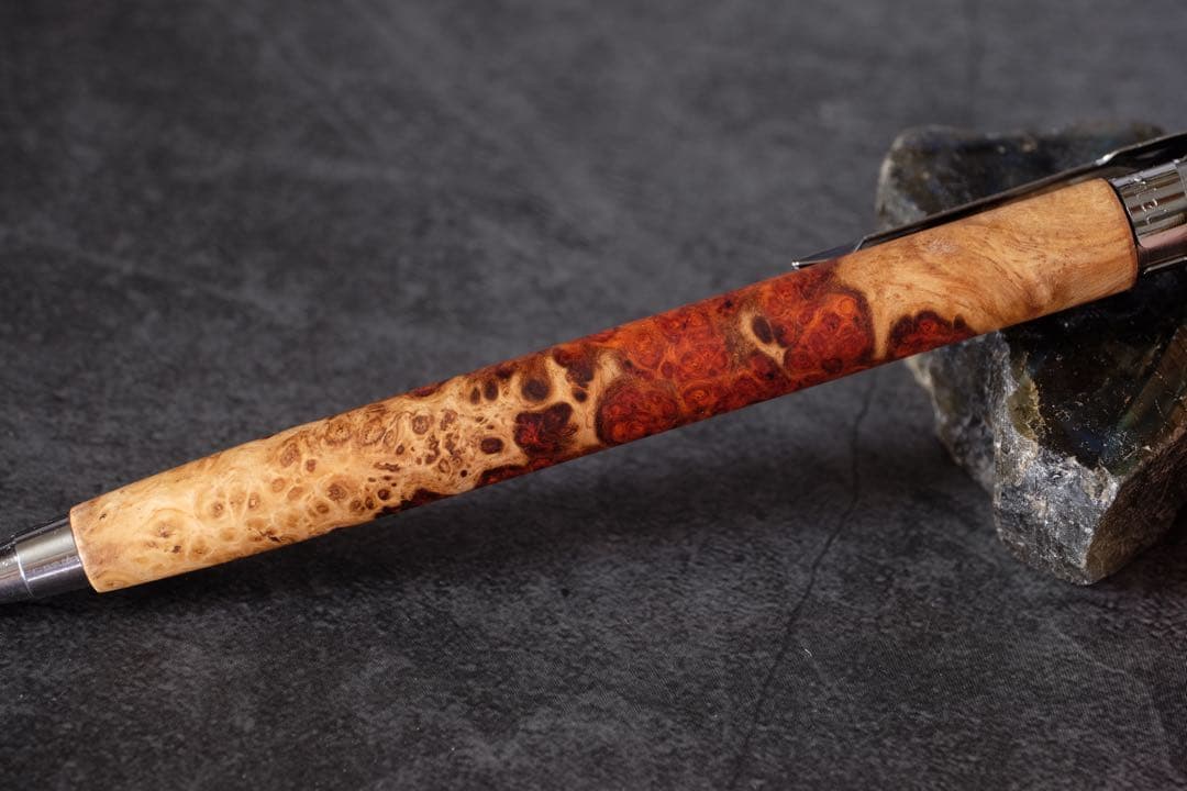 PG5木軸カスタム0187　高村杢工房 製図用シャープペンシル 極上 花梨瘤紅白