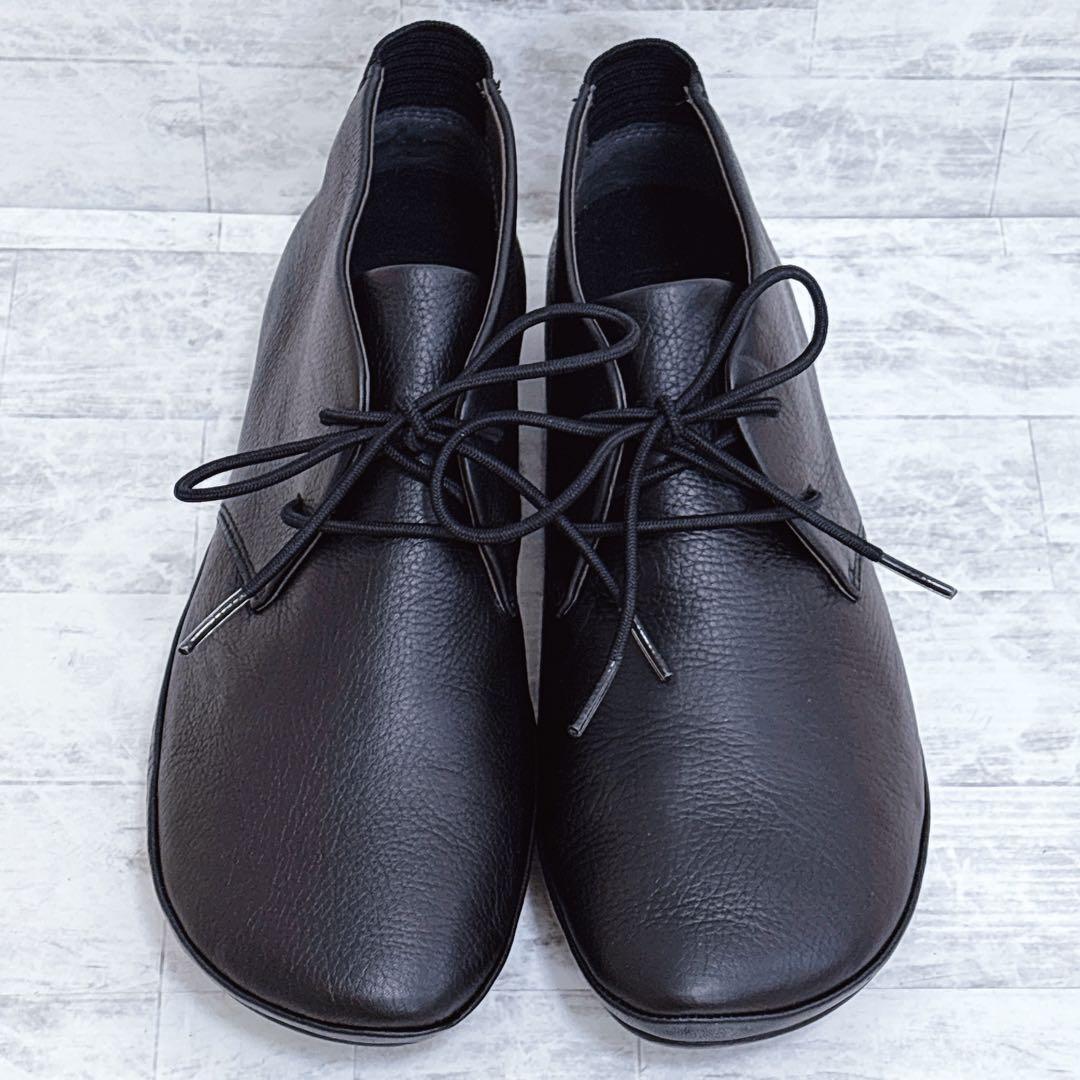 極美品✨カンペール ライトニナ 40 25cm 黒 シボ革 レースアップ ブーツ