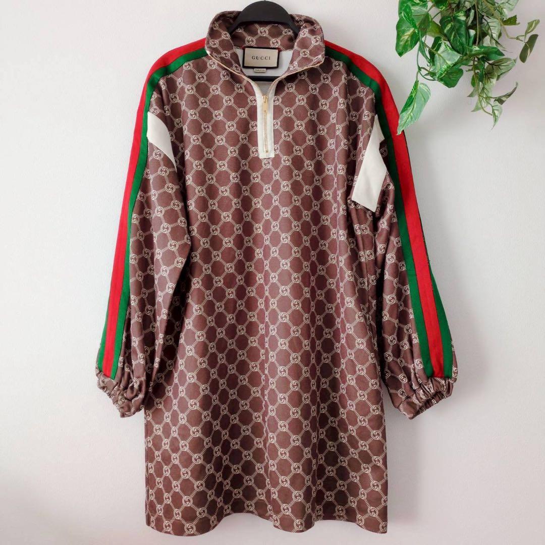 グッチ インターロッキングGテクニカルジャージードレス モノグラム ワンピ L