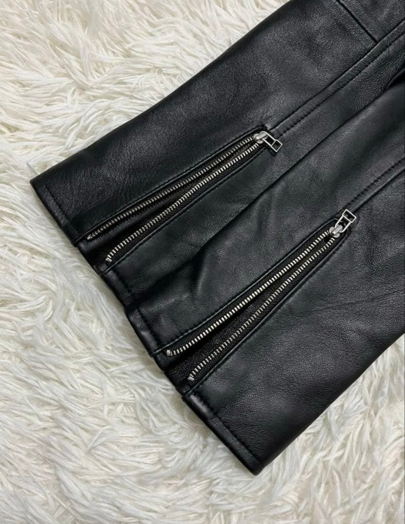 【極美品】もりのがっこう　ライダースジャケット　ラムレザー　ブラック　Ｍ