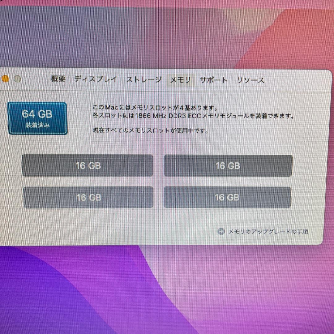 Macpro 2013 3.5GHz6コア・64GB・ 1TB