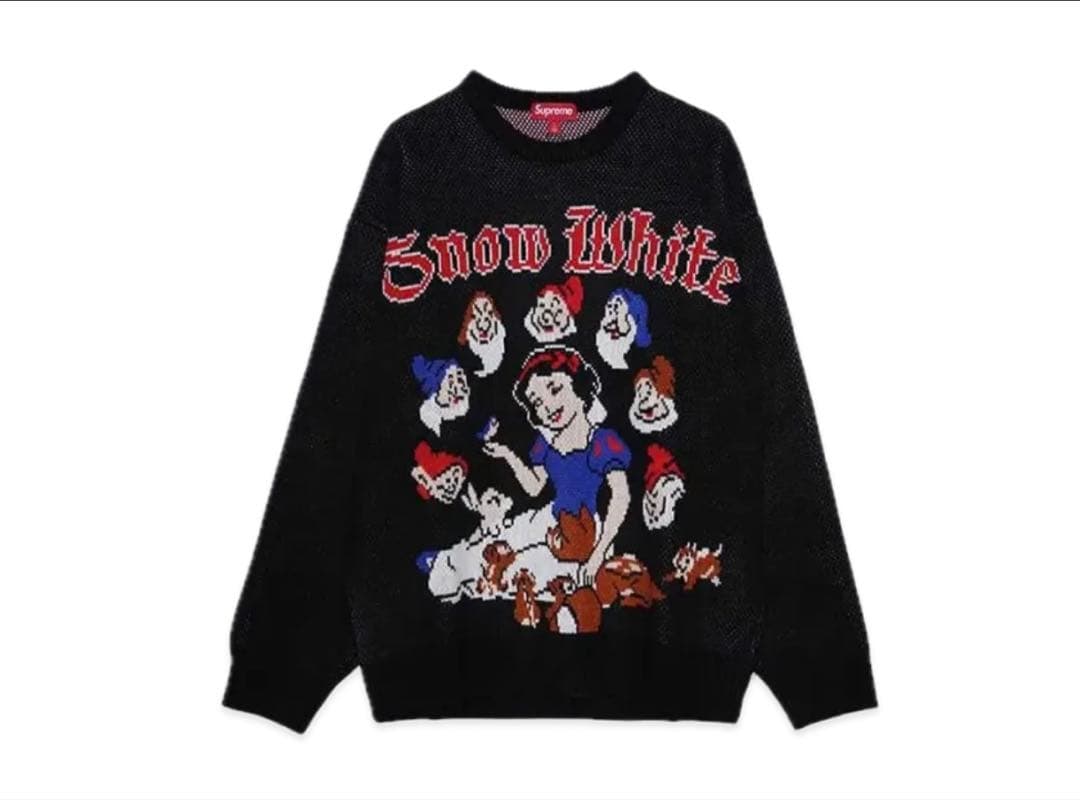 Supreme  White Sweater 黒　XL白雪姫