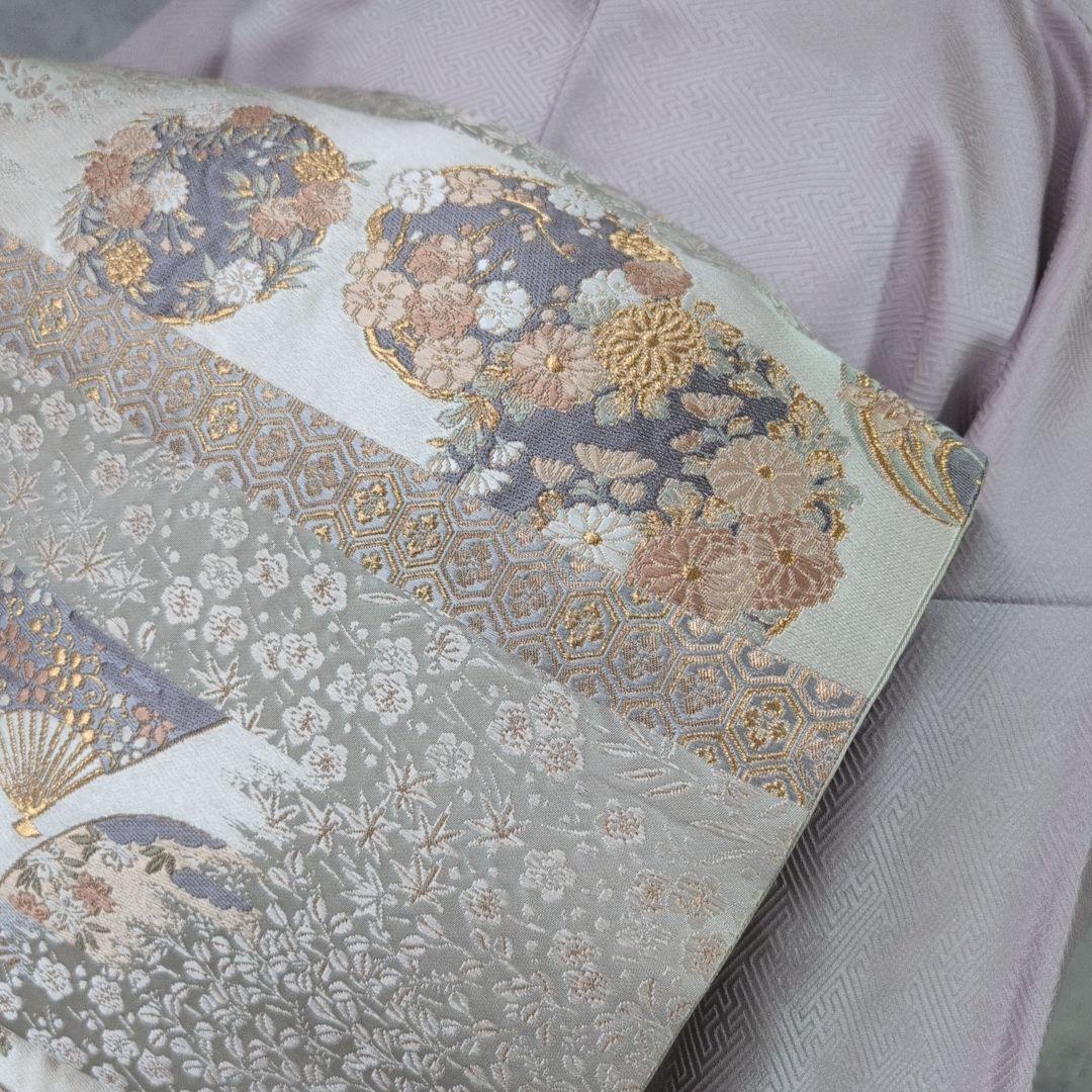 訪問着　フルセット　着物　正絹　薄紫　刺繍　絞り　Sサイズ　清楚　バチ衿　O5