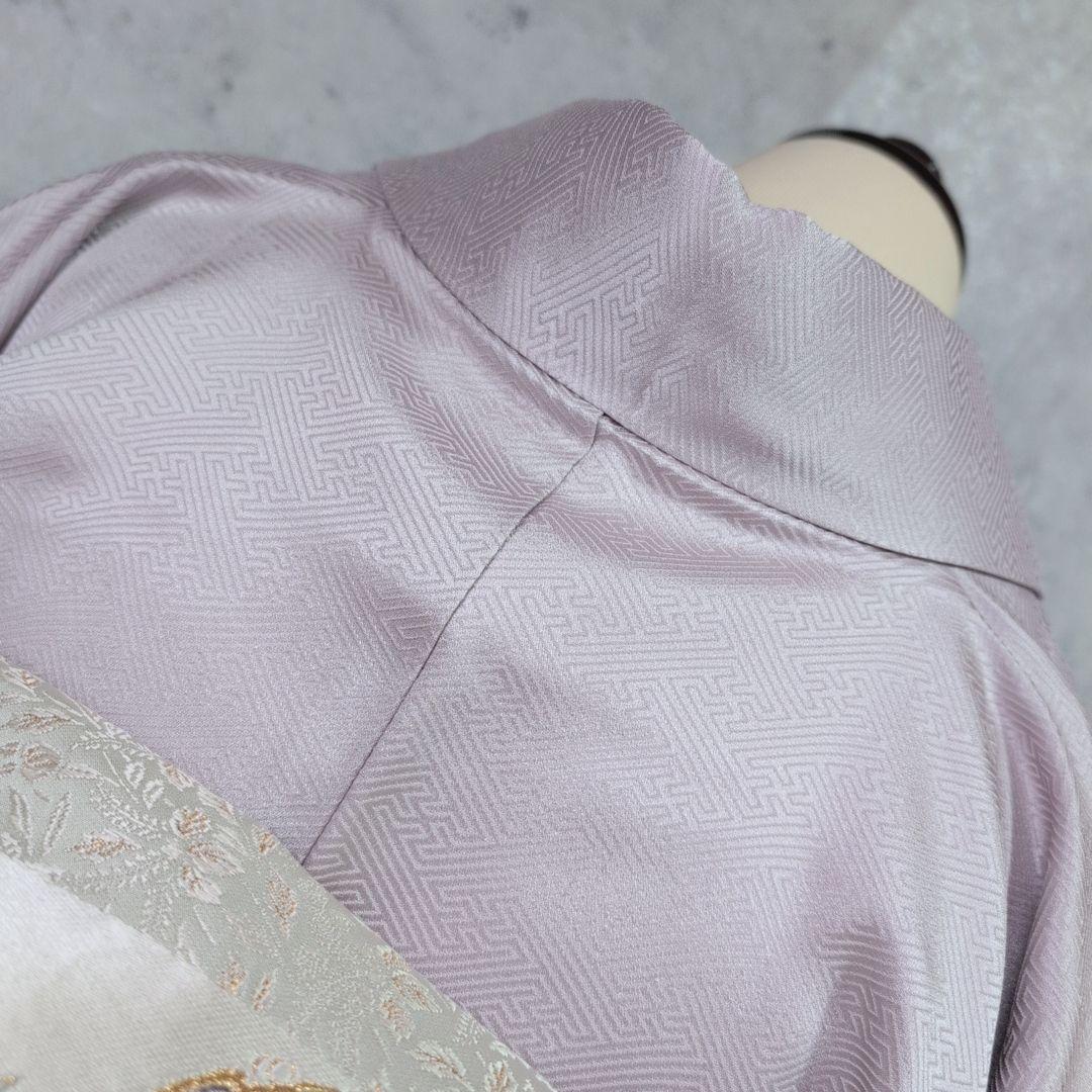 訪問着　フルセット　着物　正絹　薄紫　刺繍　絞り　Sサイズ　清楚　バチ衿　O5