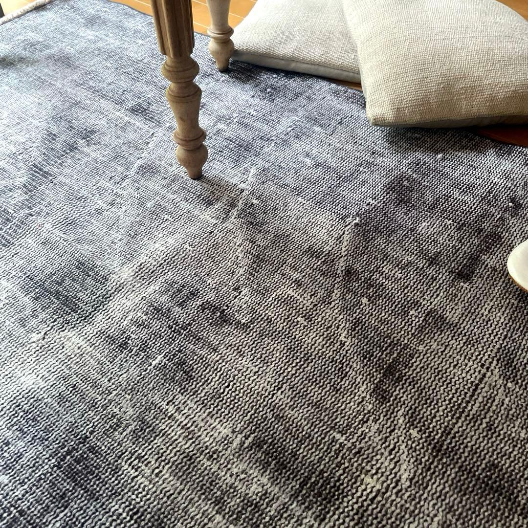 105×172 ダークグレイ　オーバーダイ　ワンカラー　トルコヴィンテージラグ