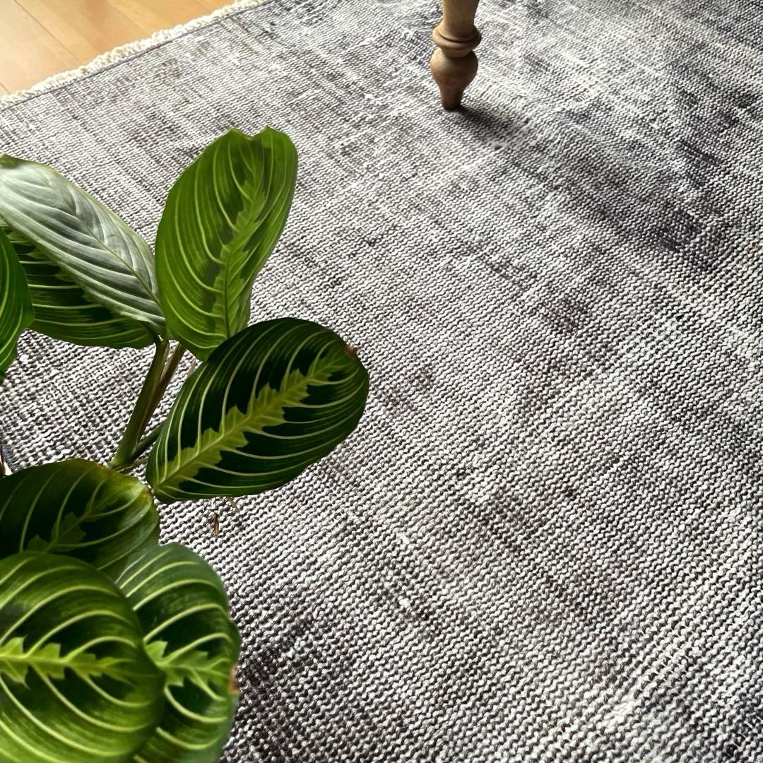 105×172 ダークグレイ　オーバーダイ　ワンカラー　トルコヴィンテージラグ