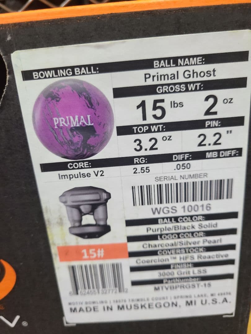 新品　プライマルゴースト　１５ポンド　ボウリングボール