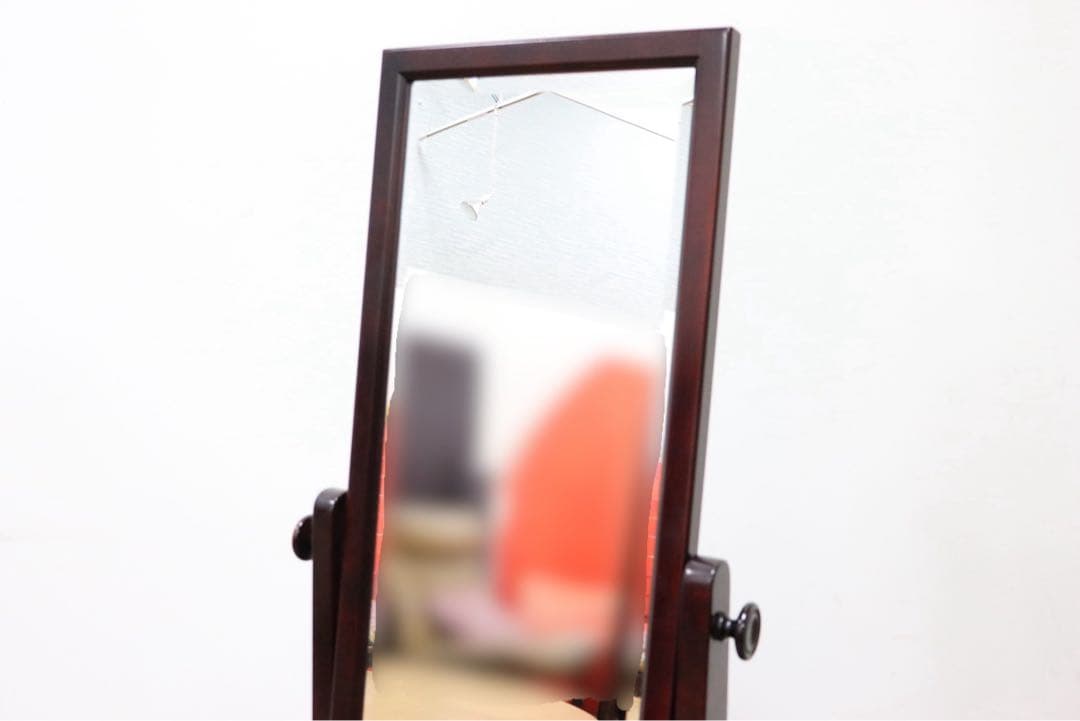GMGF107○安芸民芸 スタンドミラー 鏡 姿見 全身鏡 椛 樺材 無垢材