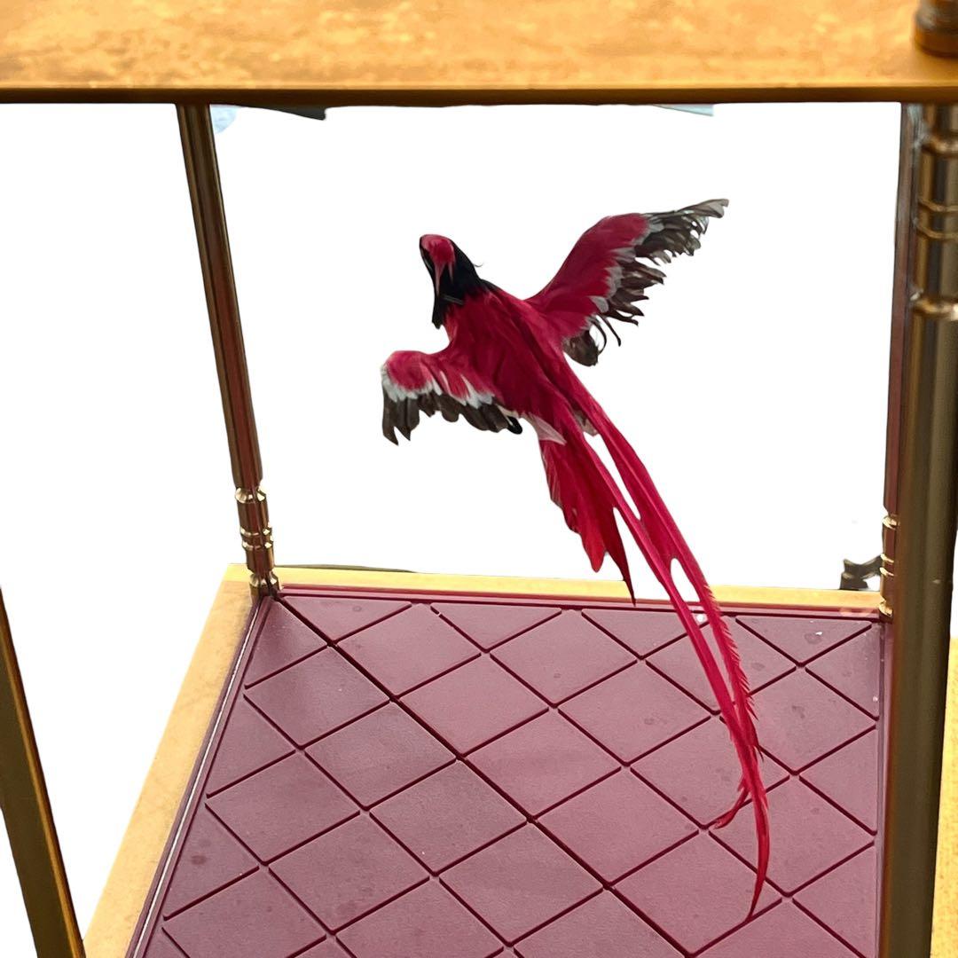 孔雀　置き物　時計付き　ガラスケース入り　昭和レトロ　飛行