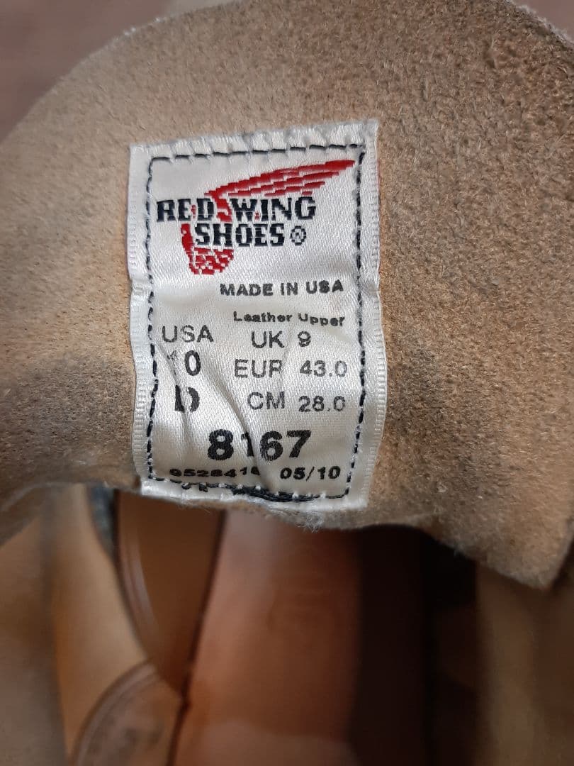 レッドウィング　８１６７　サイズ１０Ｄ　２８センチ ベージュ スエード