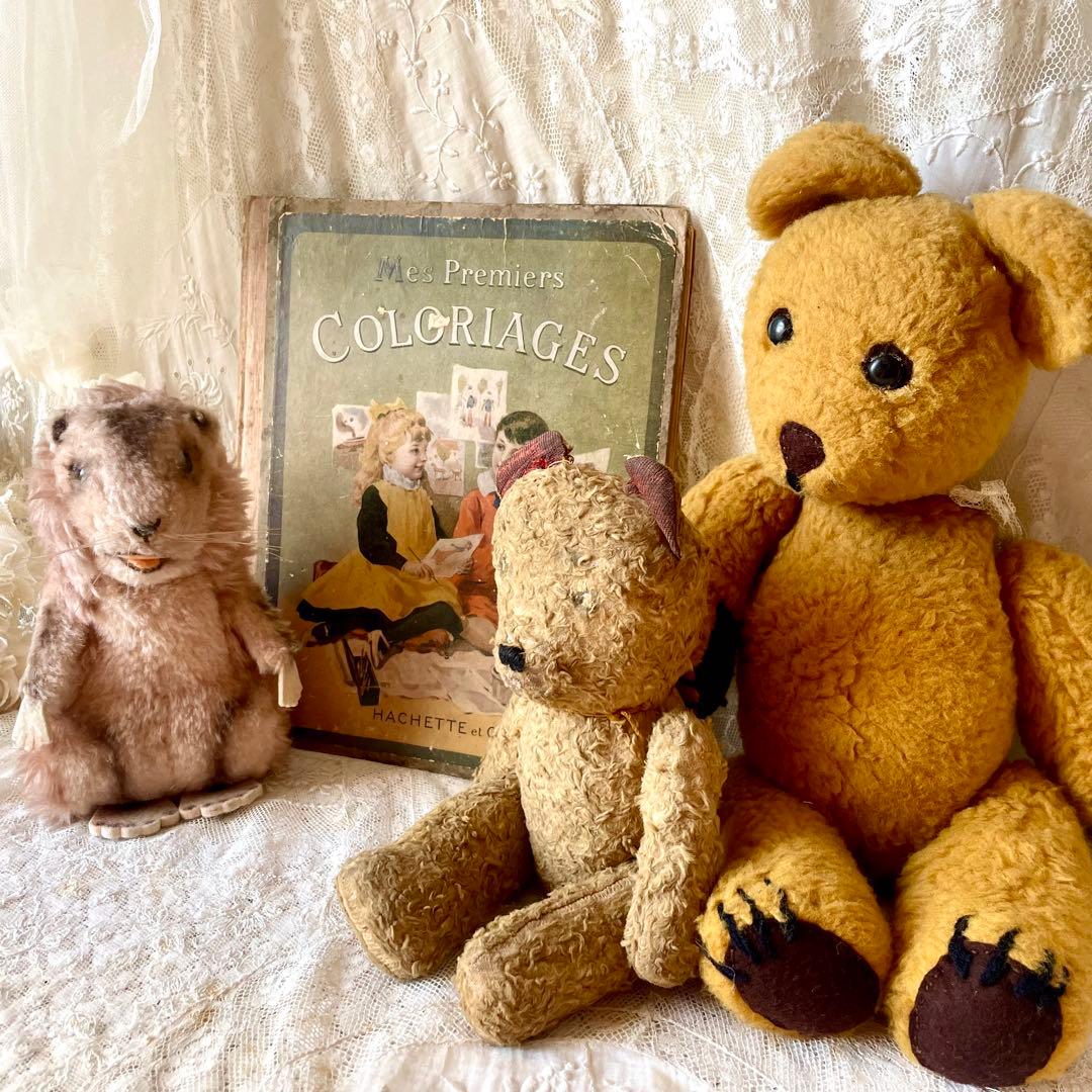 新春アンティーク福袋①ベア2体&シュタイフマーモット&絵本セット　フランスドイツ