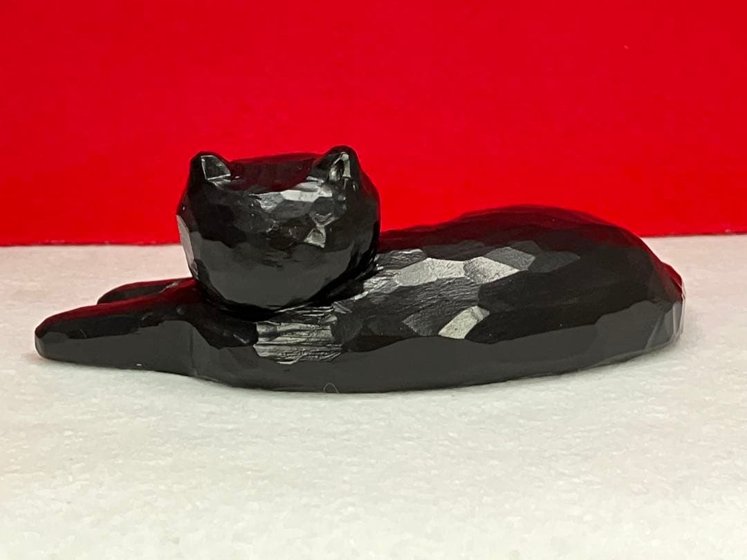 黒猫（小）3体　木彫り　置物
