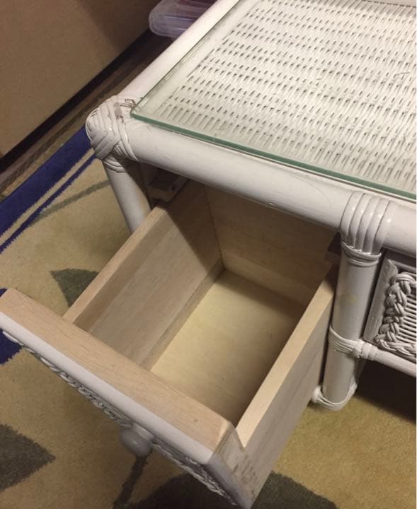 美品　ホワイトラタン　ドレッサー　化粧台　姫系家具　プリンセス