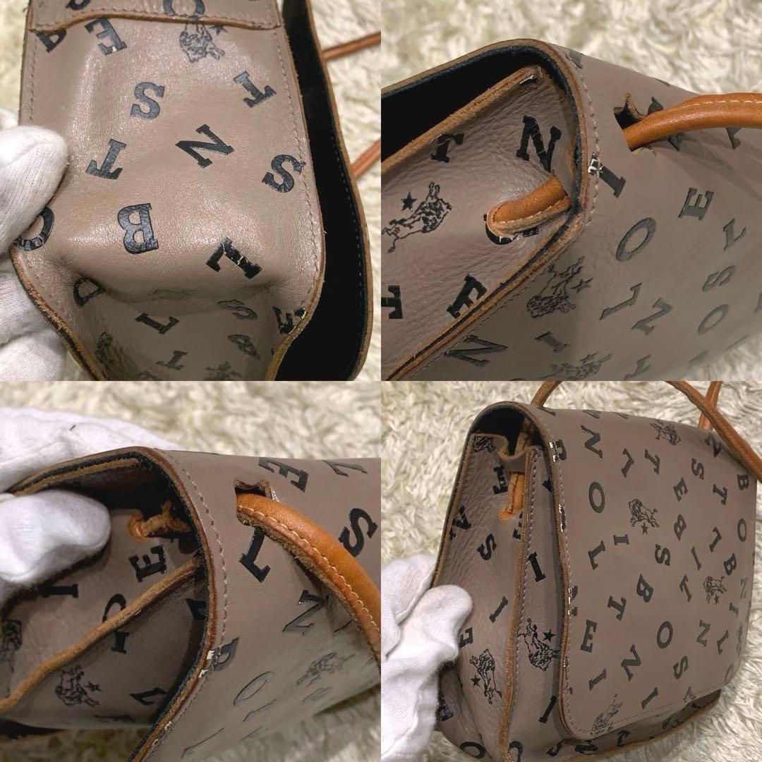 美品✨イルビゾンテ ショルダーバック 日本限定 ロゴ総柄 レザー グレージュ