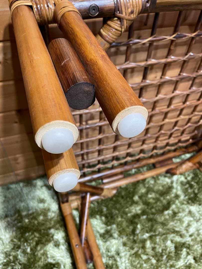 美品　ラタンガラステーブル　ラタンテーブル　ガラステーブル　センターテーブル