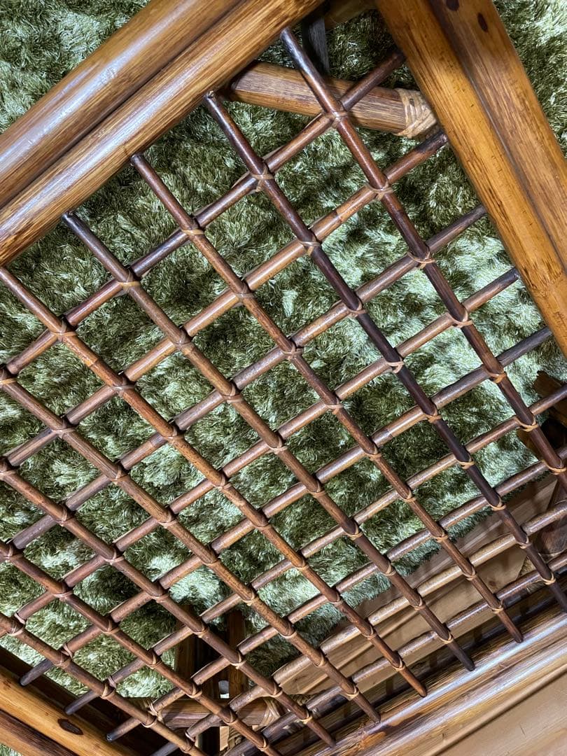 美品　ラタンガラステーブル　ラタンテーブル　ガラステーブル　センターテーブル