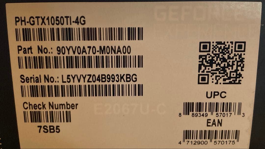 [箱・付属品あり] ASUS GeForce GTX1050Ti 4GB