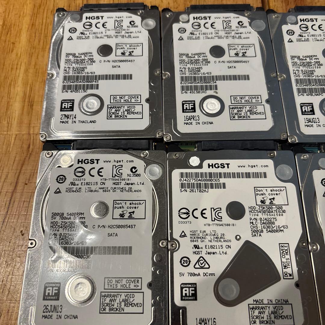 内蔵型 HDD HGST 500GB 10台セット①