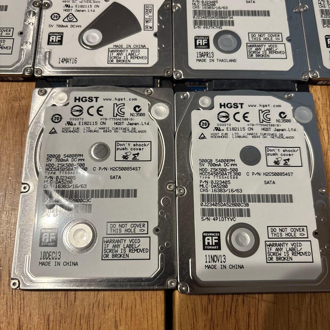 内蔵型 HDD HGST 500GB 10台セット①