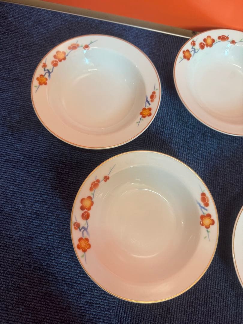2033 深川製磁　梅文　深皿　5客　未使用