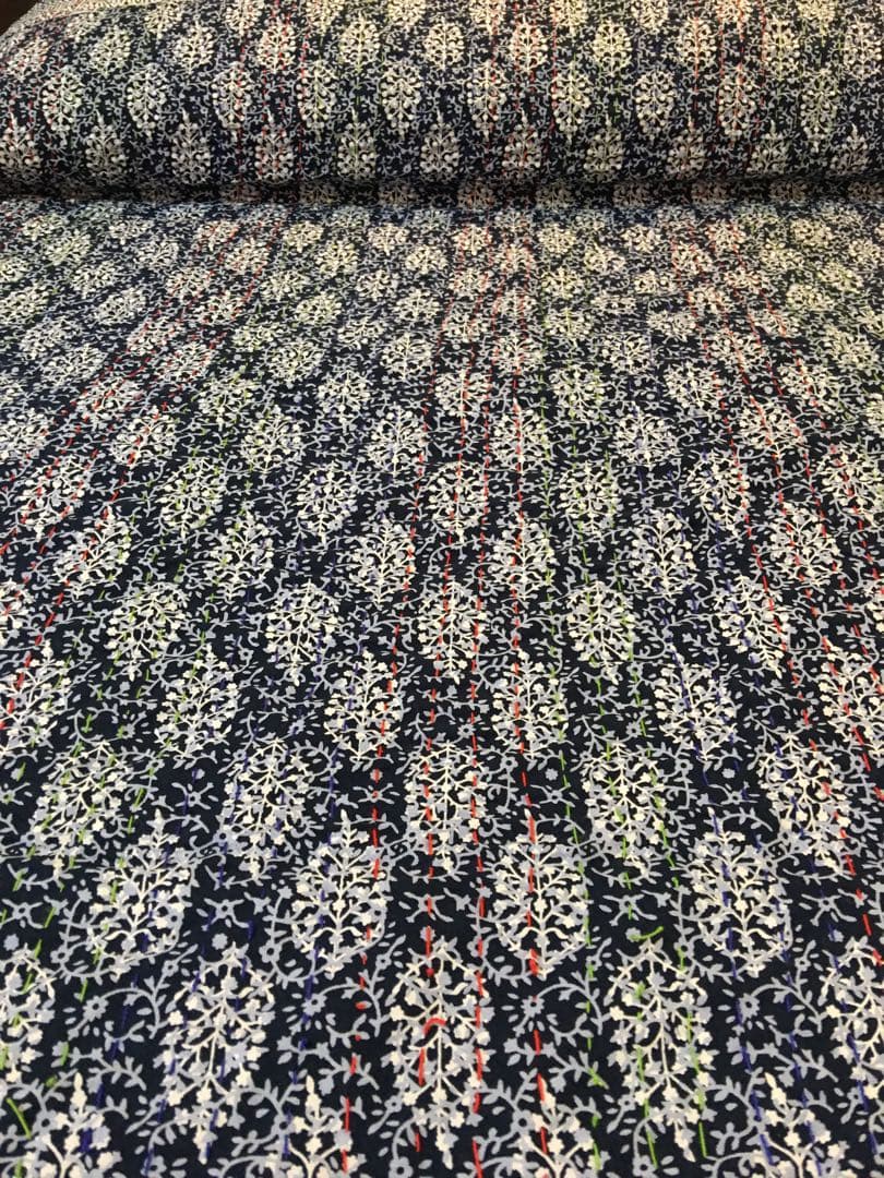 ブロックプリント　パッチワーク　マルチカバー  ベットカバー