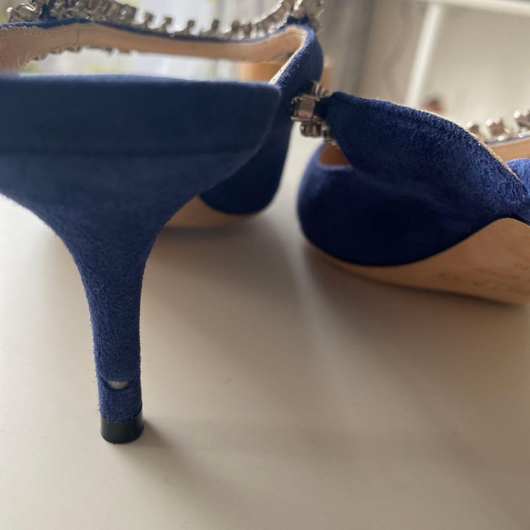 JIMMY CHOO ネイビー ビジュー付きミュール