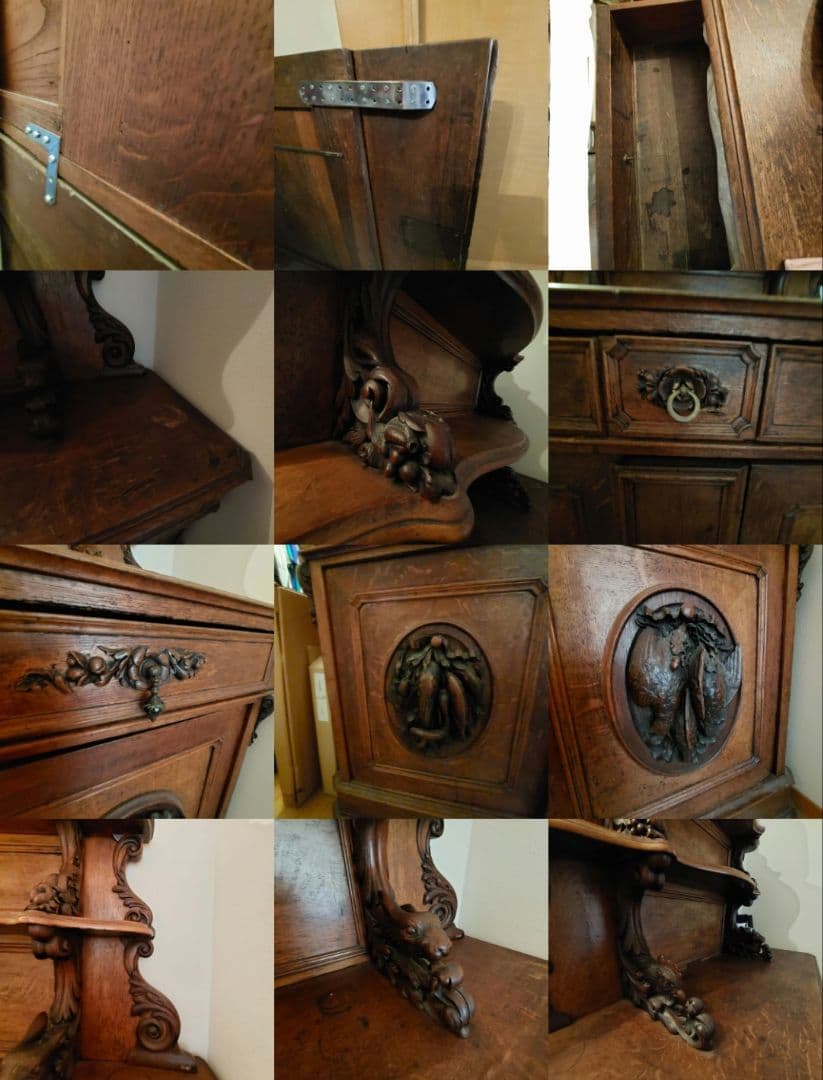 家具 アンティーク ヴィンテージ フランス カップボード 棚 動物ワイルド 高級