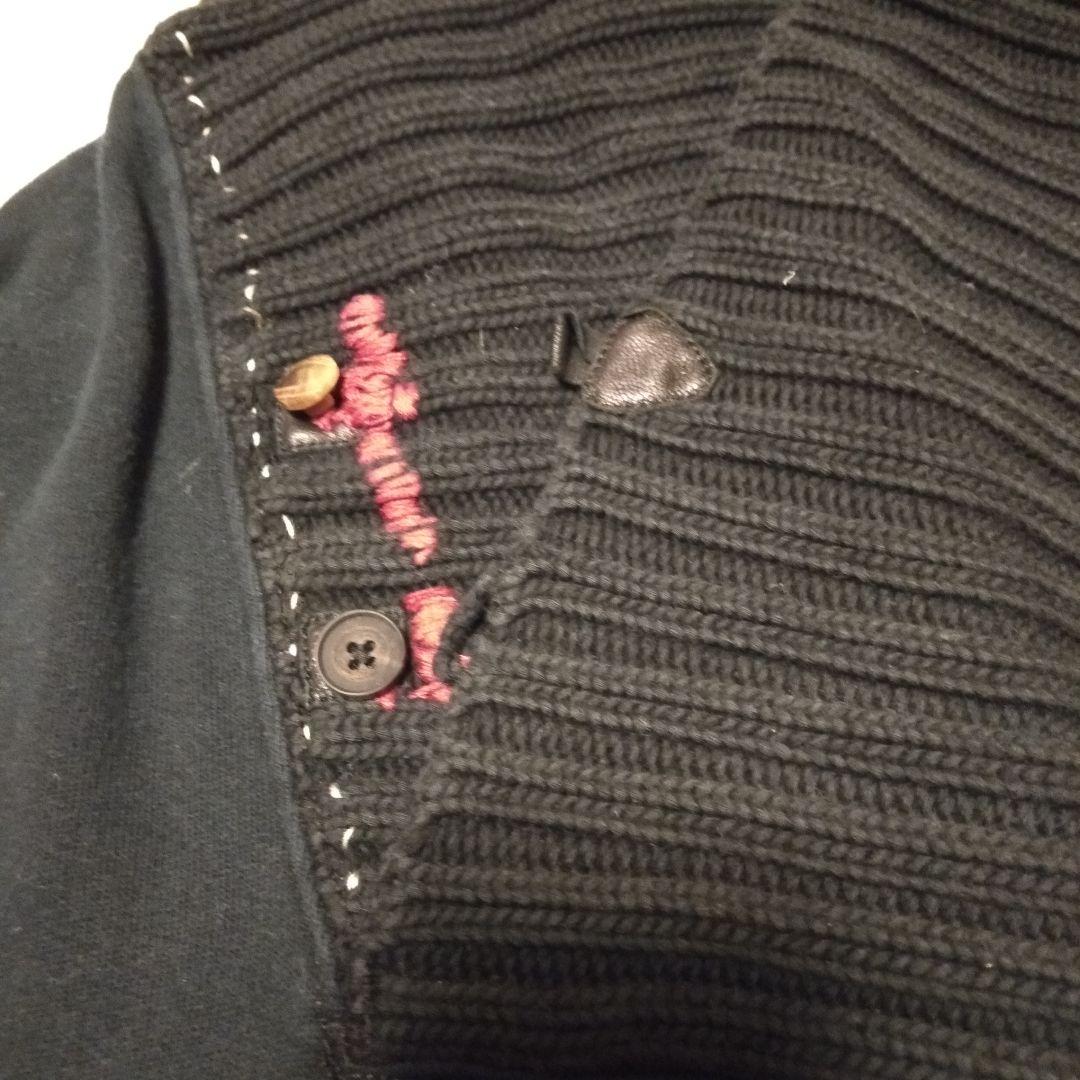 希少【ポロバイラルフローレン】ステッチ＆レザー装飾　黒 ショールカラースウェット