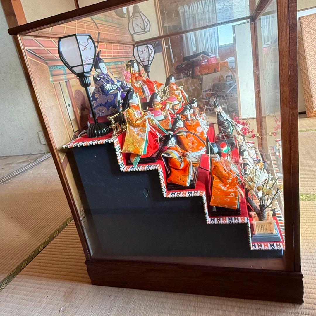 伝統的 雛人形セットガラスケース付き特製品おひなさま 親王飾りケース入三五15人