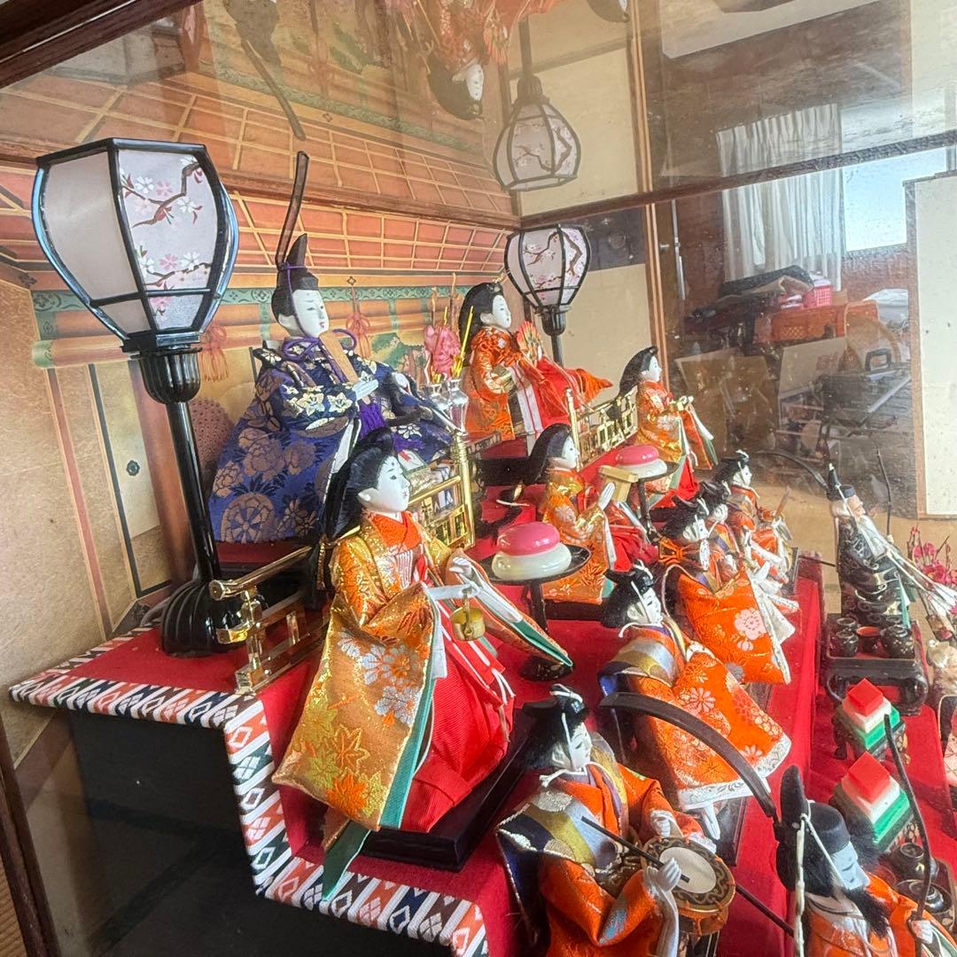 伝統的 雛人形セットガラスケース付き特製品おひなさま 親王飾りケース入三五15人