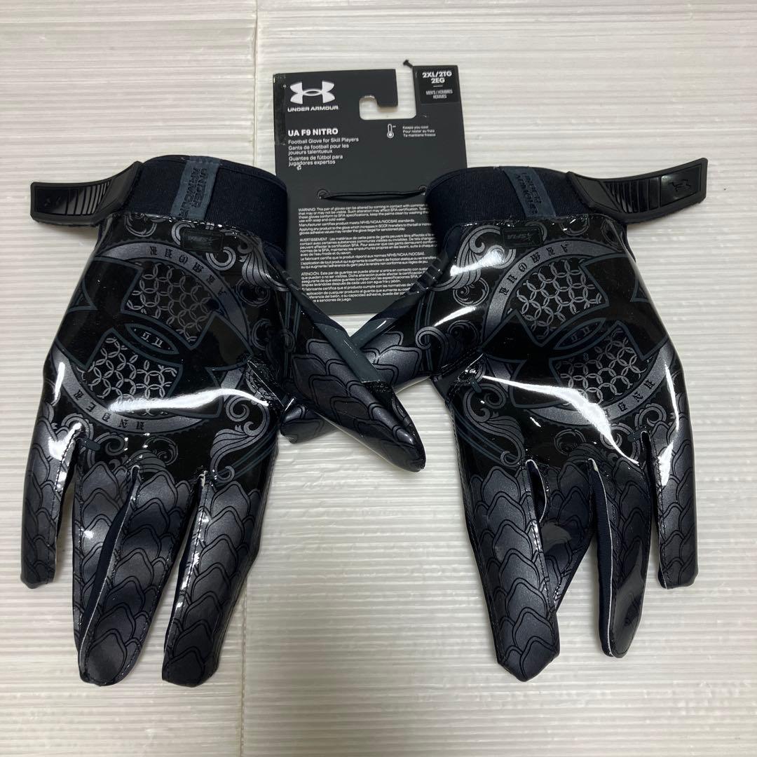 送料無料 新品 underarmour F9 NITROアメフト グローブ2XL