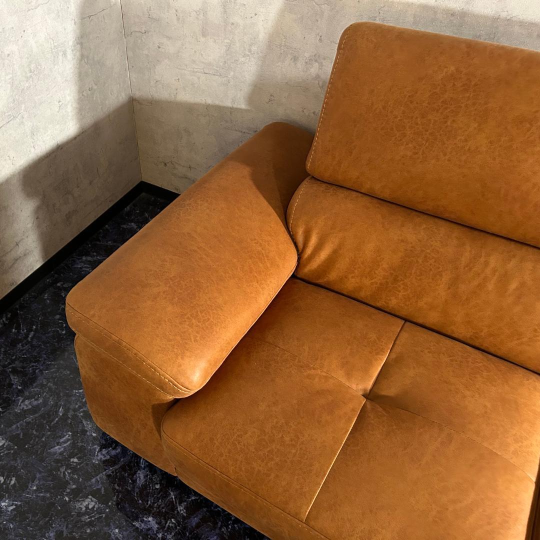 ソファ ソファー おしゃれ キャメル レザーファブリック L字ソファ ゆったり