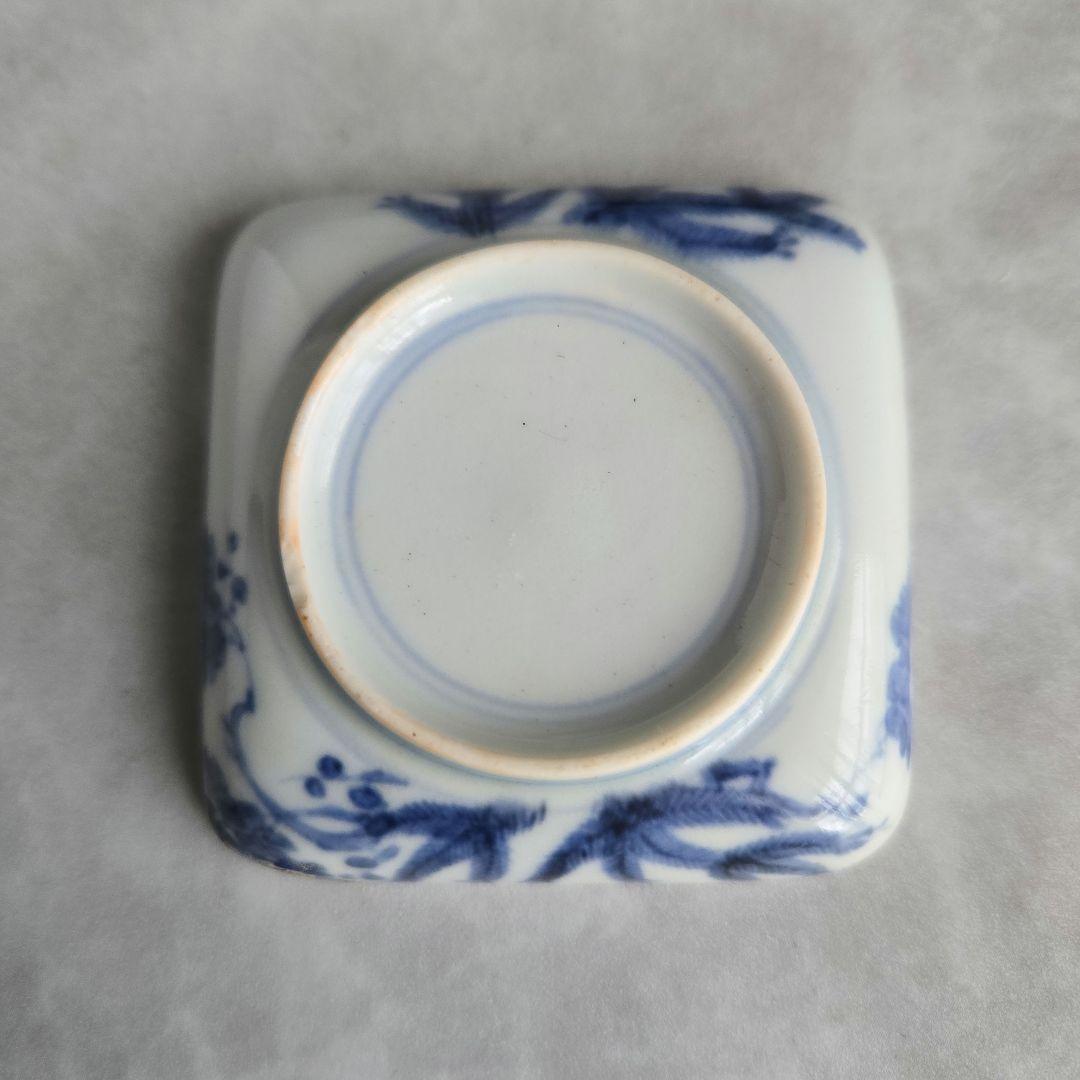 古伊万里　染付　豆皿　小皿　葉　唐草　江戸　金直し　金継ぎ　骨董　アンティーク